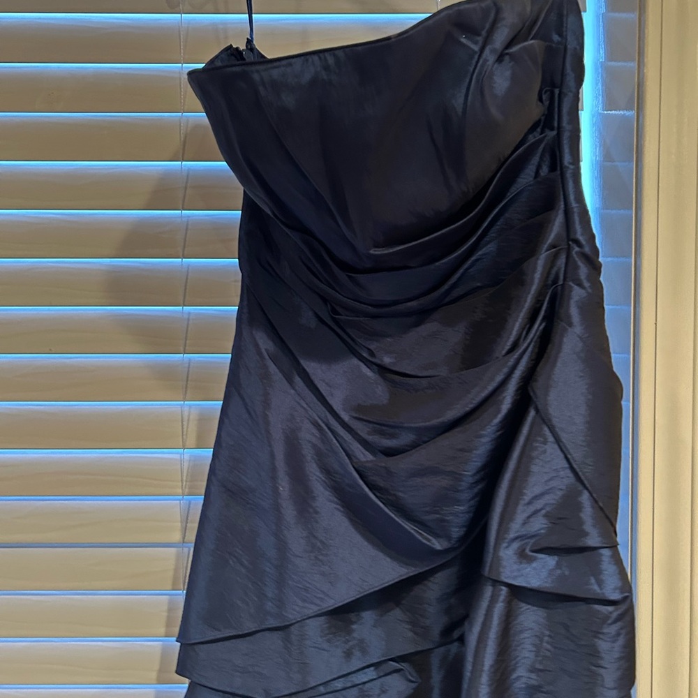 Onyx midnight blue Asymmetrical Ruched Cocktail Dress
